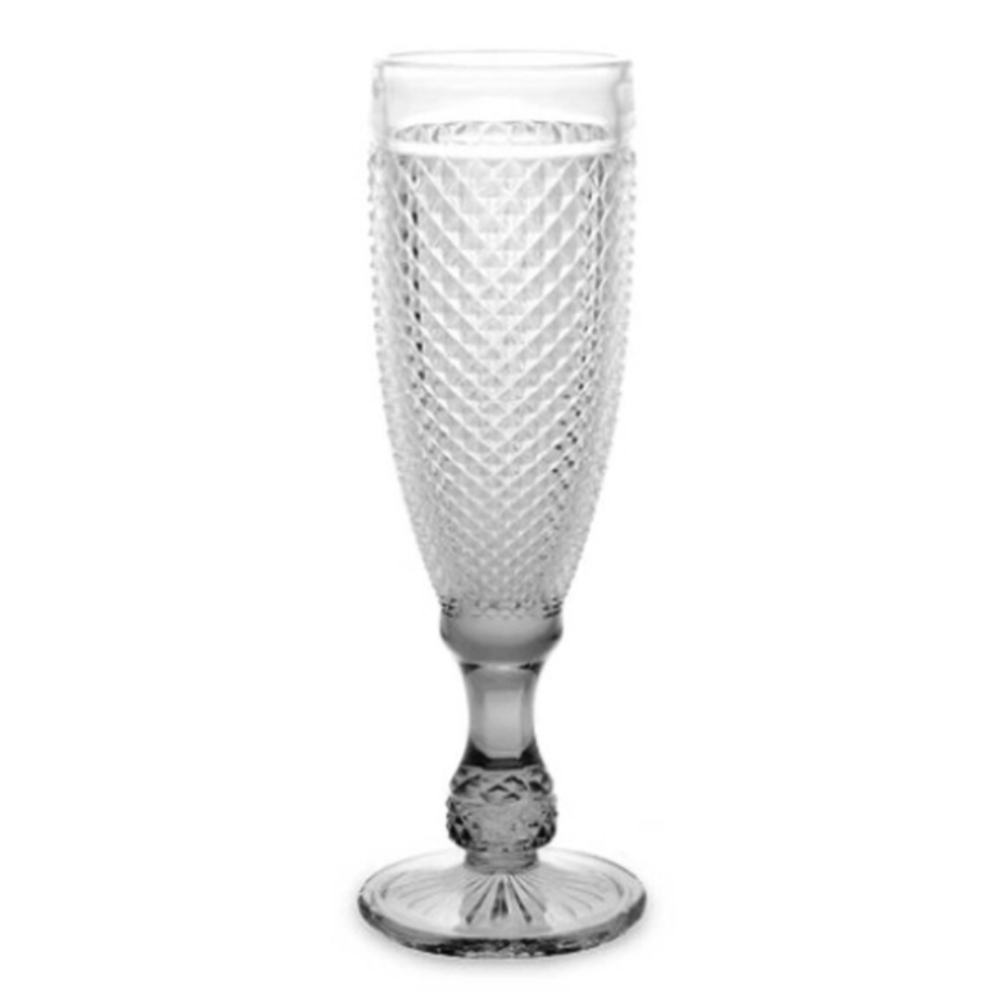 Taça De Champagne Em Vidro Transparente Lapidado - Btc